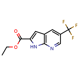 Chemical structure of Ethyl 5-trifluoromethyl-7-azaindole-2-carboxylate , CAS 920978-97-8, AChemBlock M15482