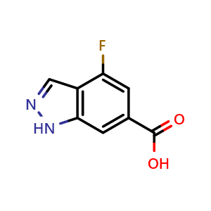 Chemical structure of 4-Fluoro-1H-indazole-6-carboxylic acid , CAS 447-44-9, AChemBlock M15487
