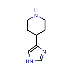 Chemical structure of 4-(1H-Imdazol-4-yl)piperidine , CAS 106243-23-6, AChemBlock M15498