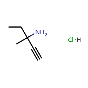 Chemical structure of 3-Amino-3-methyl-1-pentyne HCl , CAS 108575-32-2, AChemBlock M15500