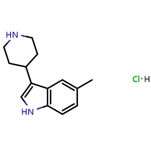 Chemical structure of 5-Methyl-3-piperidin-4-yl-1H-indole HCl , CAS 149669-44-3, AChemBlock M15515