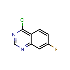Chemical structure of 4-Chloro-7-fluoroquinazoline , CAS 16499-62-0, AChemBlock M15523