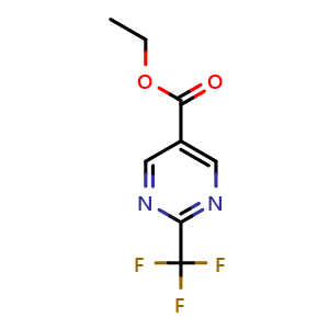 Chemical structure of Ethyl 2-(trifluoromethyl)pyrimidine-5-carboxylate , CAS 304693-64-9, AChemBlock M15549