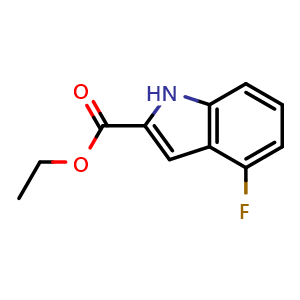 Chemical structure of Ethyl-4-Fluoroindole-2-Carboxylate , CAS 348-32-3, AChemBlock M15555