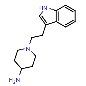 Chemical structure of 1-[2-(1H-Indol-3-yl)ethyl]piperidin-4-amine , CAS 35633-77-3, AChemBlock M15556
