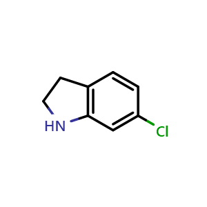 Chemical structure of 6-Chloro-2,3-dihydro-1H-indole , CAS 52537-00-5, AChemBlock M15570