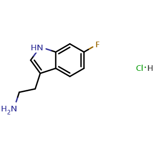 Chemical structure of 6-Fluorotryptamine hydrochloride , CAS 55206-24-1, AChemBlock M15573