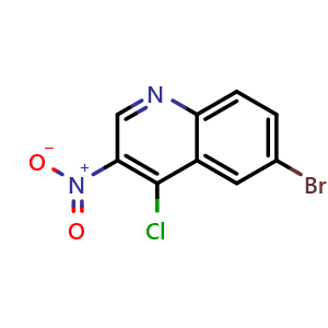 Chemical structure of 6-Bromo-4-chloro-3-nitroquinoline , CAS 723281-72-9, AChemBlock M15589