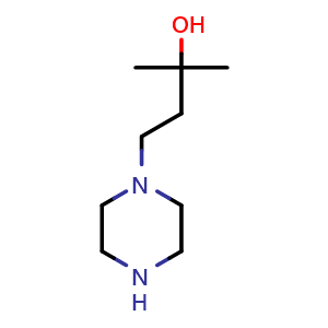 Chemical structure of 2-methyl-4-(piperazin-1-yl)butan-2-ol , CAS 369626-03-9, AChemBlock M15731