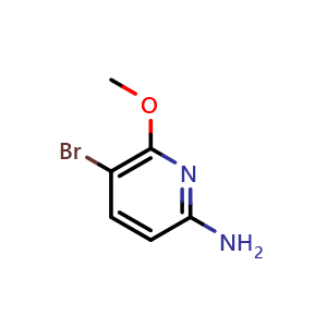 Chemical structure of 5-Bromo-6-methoxypyridin-2-amine , CAS 1211533-83-3, AChemBlock M15770