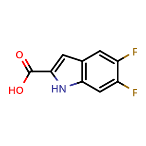Chemical structure of 5,6-Difluoro-1H-indole-2-carboxylic acid , CAS 169674-35-5, AChemBlock M15783