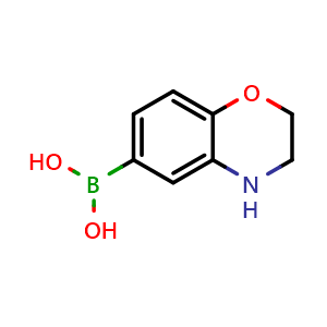 Chemical structure of (3,4-Dihydro-2H-benzo[b][1,4]oxazin-6-yl)boronic acid , CAS 338454-17-4, AChemBlock M15798