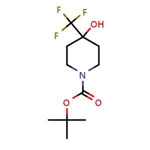 Chemical structure of tert-Butyl 4-hydroxy-4-(trifluoromethyl)piperidine-1-carboxylate , CAS 550371-74-9, AChemBlock M15817