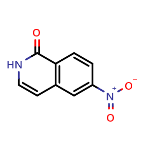 Chemical structure of 6-Nitroisoquinolin-1(2H)-one , CAS 928032-23-9, AChemBlock M15841