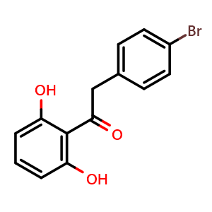 Chemical structure of 2-(4-Bromophenyl)-1-(2,6-dihydroxyphenyl)ethanone , CAS 2068150-56-9, AChemBlock M15852