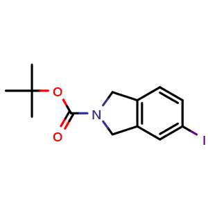 Chemical structure of 5-Iodo-1,3-dihydro-isoindole-2-carboxylic acid tert-butyl ester , CAS 905274-26-2, AChemBlock M15877