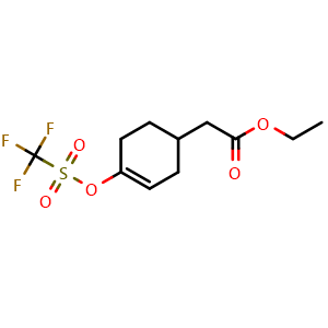 Chemical structure of Ethyl 2-(4-(trifluoromethylsulfonyloxy)cyclohex-3-enyl)acetate , CAS 1166829-72-6, AChemBlock M15882