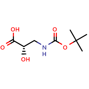 Chemical structure of (S)-3-(Boc-amino)-2-hydroxy-propanoic acid , CAS 52558-24-4, AChemBlock M22619