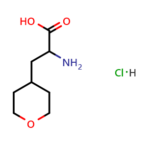 Chemical structure of a-Aminotetrahydro-2H-pyran-4-propanoic acid hydrochloride , CAS 773828-10-7, AChemBlock M22626