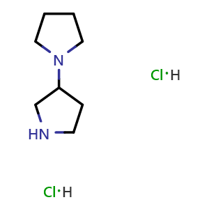 Chemical structure of 1-(3-Pyrrolidinyl)-pyrrolidine Dihydrochloride , CAS 957540-36-2, AChemBlock M22643