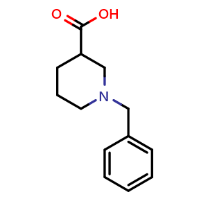 Chemical structure of 1-Benzylpiperidine-3-carboxylic acid , CAS 141943-04-6, AChemBlock M22644