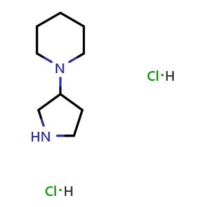 Chemical structure of 1-(3-Pyrrolidinyl)-piperidine Dihydrochloride , CAS 1219979-84-6, AChemBlock M22648