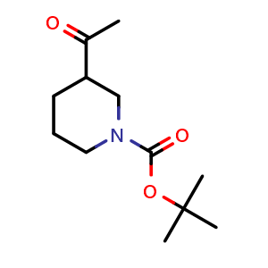 Chemical structure of 1-Boc-3-acetyl-piperidine , CAS 858643-92-2, AChemBlock M22653