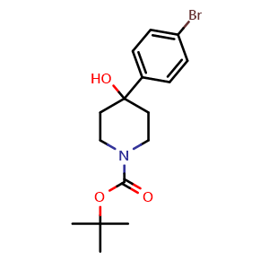 Chemical structure of 1-Boc-4-(4-bromophenyl)-4-hydroxypiperidine , CAS 163209-96-9, AChemBlock M22668