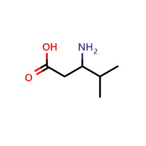 Chemical structure of 3-Amino-4-methylpentanoic acid , CAS 5699-54-7, AChemBlock M22680