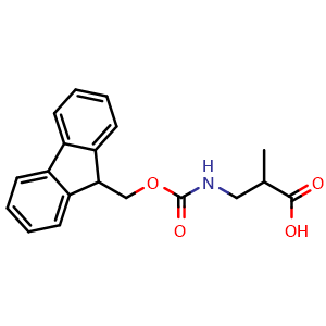 Chemical structure of 3-(Fmoc-amino)-2-methylpropanoic acid , CAS 186320-19-4, AChemBlock M22681