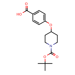 Chemical structure of 4-(1-Boc-4-piperidyloxy)benzoic acid , CAS 162046-56-2, AChemBlock M22682