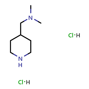 Chemical structure of 4-[(Dimethylamino)methyl]piperidine Dihydrochloride , CAS 172281-72-0, AChemBlock M22688