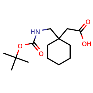 Chemical structure of 2-[1-[(Boc-amino)methyl]cyclohexyl]-acetic acid , CAS 227626-60-0, AChemBlock M22689