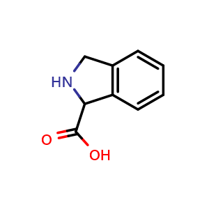 Chemical structure of 2,3-Dihydro-1H-isoindole-1-carboxylic acid , CAS 66938-02-1, AChemBlock M22700