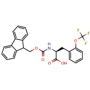 Chemical structure of N-Fmoc-2-(trifluoromethoxy)-L-phenylalanine , CAS 1260593-24-5, AChemBlock M22730