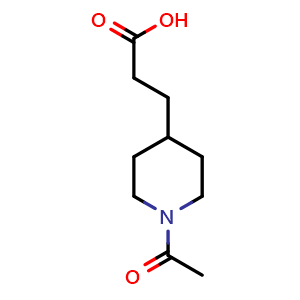 Chemical structure of 3-(1-Acetylpiperidin-4-yl)propanoic acid , CAS 131417-49-7, AChemBlock M22734