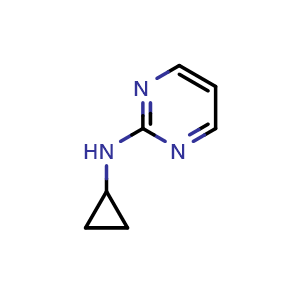 Chemical structure of N-Cyclopropyl-2-pyrimidinamine , CAS 151390-00-0, AChemBlock M22746