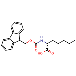 Chemical structure of (R)-2-(Fmoc-amino)heptanoic acid , CAS 1629051-80-4, AChemBlock M22753