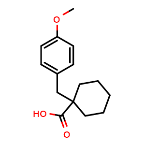 Chemical structure of 1-(4-Methoxybenzyl)cyclohexanecarboxylic acid , CAS 220876-18-6, AChemBlock M22765