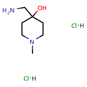 Chemical structure of 4-(Aminomethyl)-1-methyl-4-piperidinol Dihydrochloride , CAS 23804-63-9, AChemBlock M22769