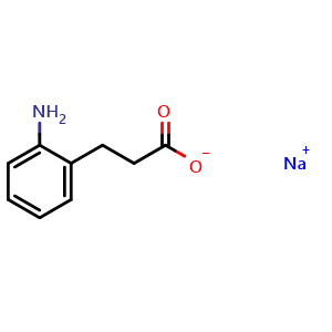 Chemical structure of Sodium 3-(2-aminophenyl)propanoate , CAS 2666-20-8, AChemBlock M22770