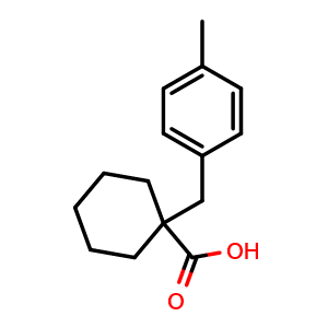 Chemical structure of 1-(4-Methylbenzyl)cyclohexanecarboxylic acid , CAS 645408-49-7, AChemBlock M22782