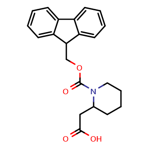 Chemical structure of 1-Fmoc-2-piperidineacetic acid , CAS 683220-37-3, AChemBlock M22785