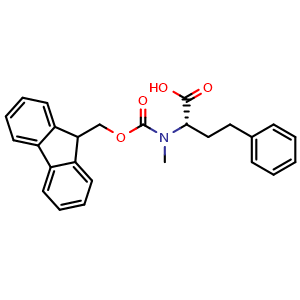 Chemical structure of (S)-a-(Fmoc-N-methylamino)benzenebutanoic acid , CAS 1065076-30-3, AChemBlock M22801