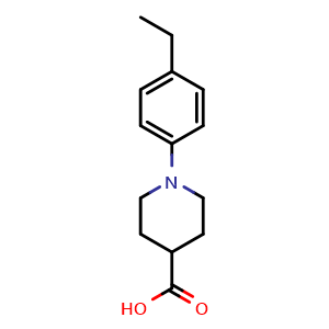 Chemical structure of 1-(4-Ethylphenyl)piperidine-4-carboxylic acid , CAS 1241894-78-9, AChemBlock M22821
