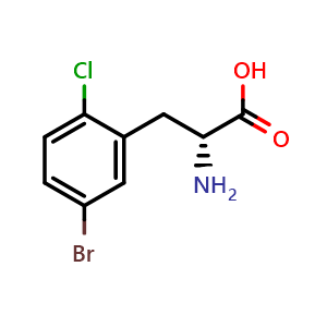 Chemical structure of 5-Bromo-2-chloro-D-phenylalanine , CAS 1269952-52-4, AChemBlock M22823
