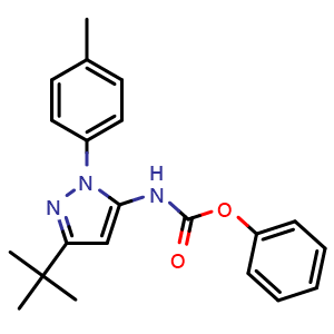 Chemical structure of Phenyl [3-tert-butyl-1-(p-tolyl)pyrazol-5-yl]carbamate , CAS 285984-47-6, AChemBlock M22831