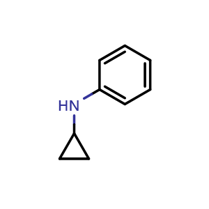 Chemical structure of N-Cyclopropylaniline , CAS 34535-98-3, AChemBlock M22854