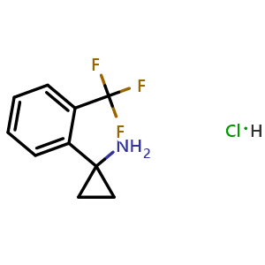 Chemical structure of 1-[2-(Trifluoromethyl)phenyl]cyclopropanamine hydrochloride , CAS 886366-53-6, AChemBlock M22858