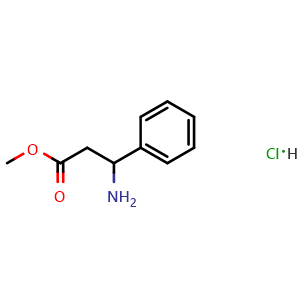 Chemical structure of Methyl 3-amino-3-phenylpropanoate hydrochloride , CAS 88831-43-0, AChemBlock M22874